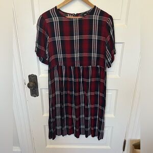 ASOS plaid flannel midi babydoll dress, Size 8